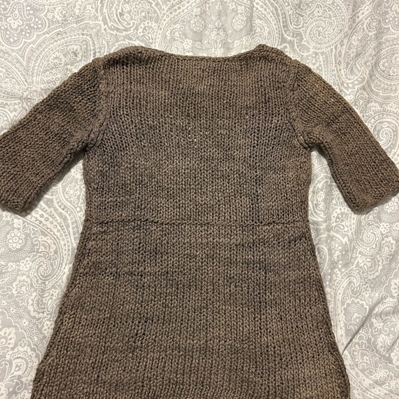 100% Peruvian Coton Organic Hand Made Brown Cardigan Size Small - Picture 3 of 3